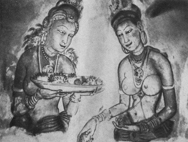 Фрески Сигириджи. Наскальные рисунки сделаны 1500 лет назад