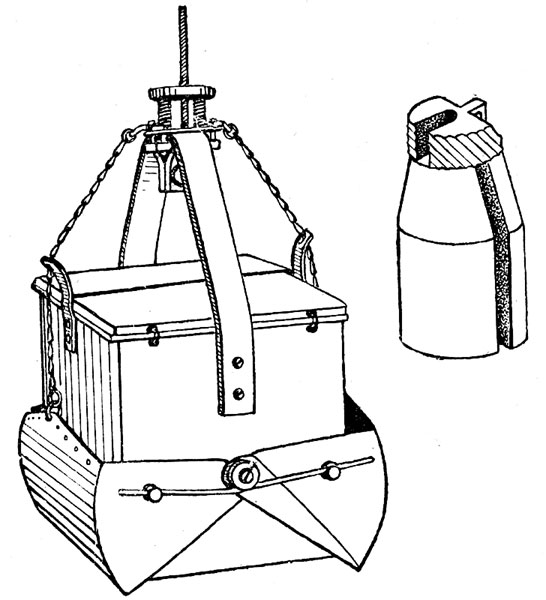 Рис. 3 Дночерпатель; направо - посыльный груз (по Экману-Берджу)
